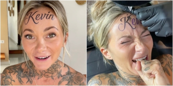 Девушка показала татуировку с именем парня на лбу — и взорвала интернет Девушка показала татуировку с именем парня на лбу — и взорвала интернет