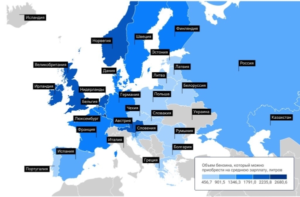 Беларусь в топе по дешевизне топлива в Европе Беларусь в топе по дешевизне топлива в Европе