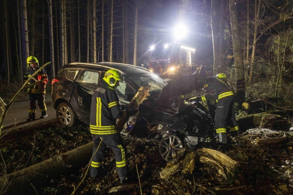 Австрийка чудом выжила за рулем компактвэна, который воткнулся в огромную ель Австрийка чудом выжила за рулем компактвэна, который воткнулся в огромную ель